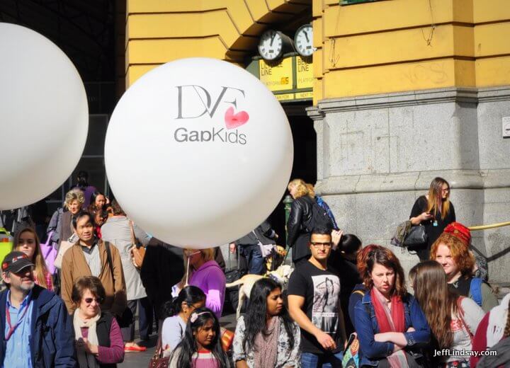 Melbourne, Australia, May 2013: DVF Gap Kids balloons