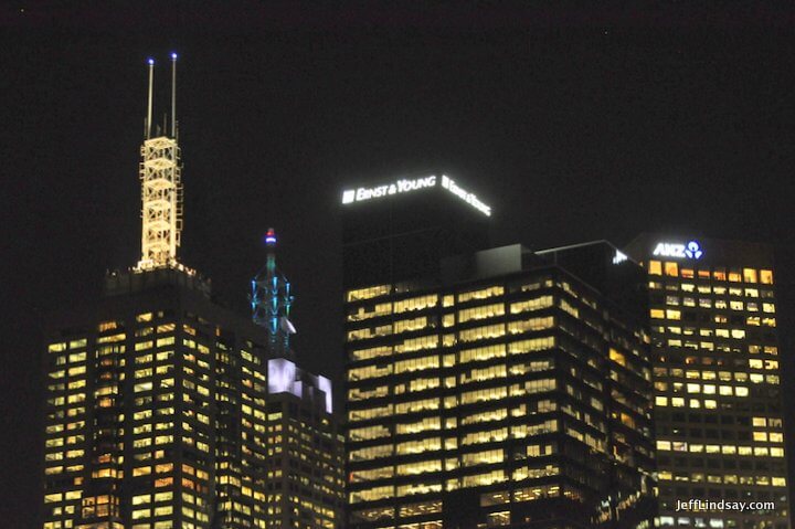 Melbourne, Australia, May 2013: skyrise at night 