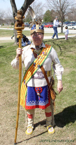 Proud member of the Bear Clan at the Oneida Spring Pow Wow, April 9, 2005, University of Wisconsin, Green Bay.