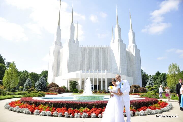 The couple in front of the LDS (Mormon) Washington, D.C. Temple