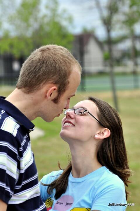 Newlyweds at a park in Menasha.