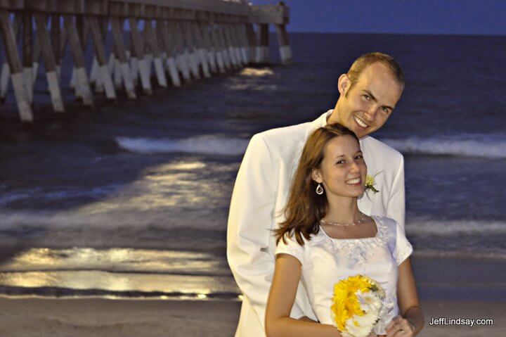 At a dock in Wilmington, North Carolina, shortly after their reception there.