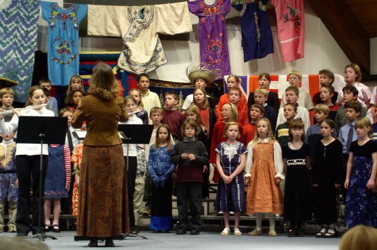 Kendra conducting the Classical School fall concert, Nov. 13, 2003.