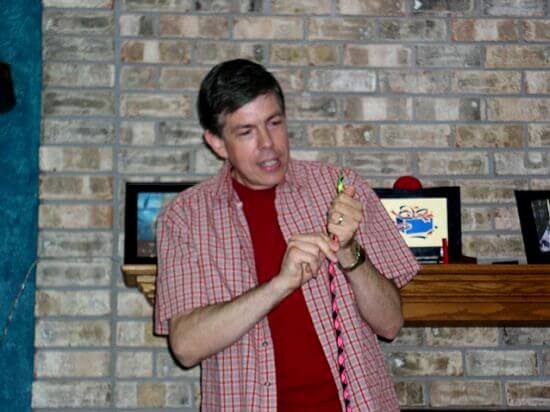 Jeff doing magic tricks for some kids. Here he's doing the Amazing Color Changing Shoelace.