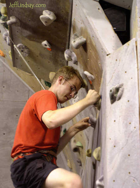 Daniel climbing at Appleton's Vertical Stronghold, Aug. 2004.