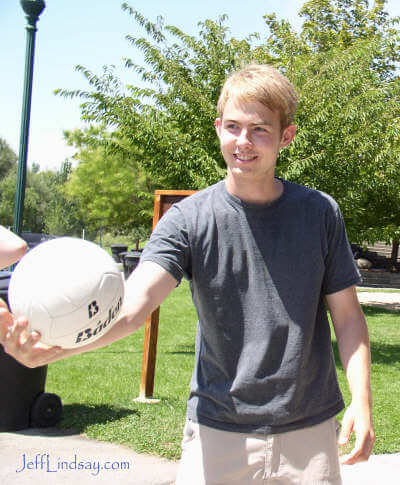 Daniel with a volleyball in Utah.
