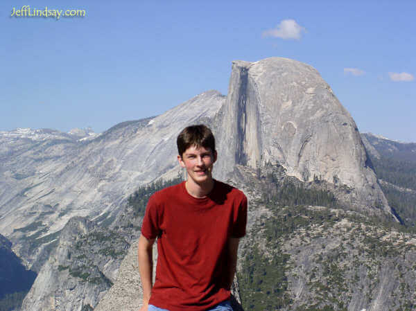 Ben in front of Half Dome at Yosemite National Park, California.