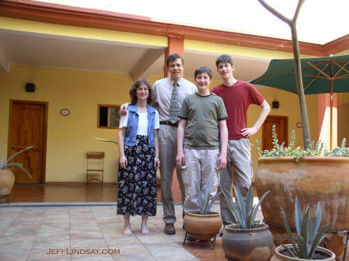 The Lindsays at Hotel Case Cue in downtown Oaxaca, March 2005.