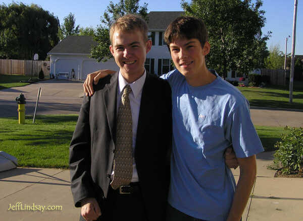 Daniel and Benjamin before Daniel went to the airport for his mission, Aug. 23, 2005.