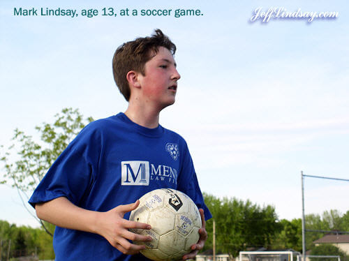 Mark Lindsay at a soccer game, May 2005.