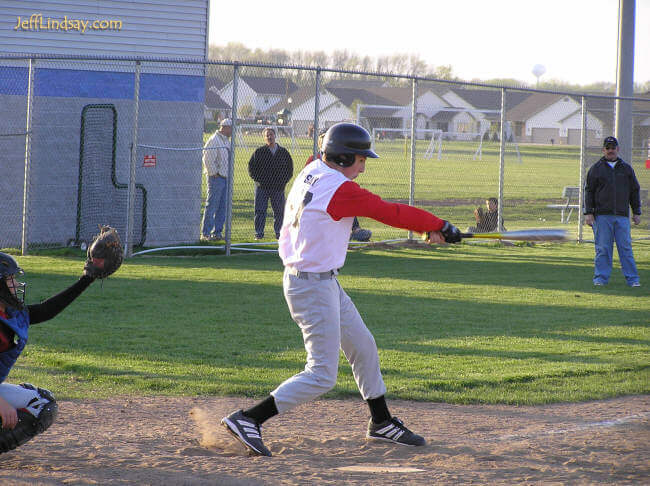 Mark playing baseball for a Babe Ruth League team, May 6, 2006.