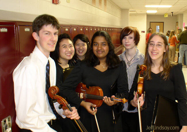 Ben and friends during Solo and Ensemble competitions at North High School in Appleton, March 3, 2007.