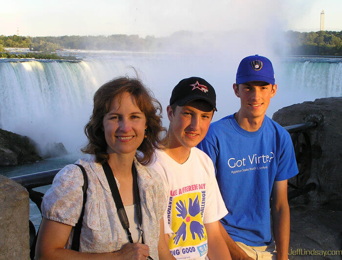 The Lindsays at Niagara Falls: Kendra, Mark and Ben.