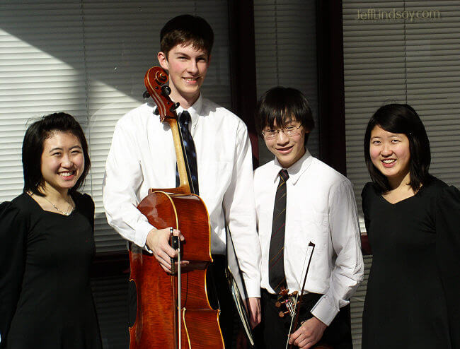 Ben with friends at the Solo and Ensemble event, North High School, Appleton, March 3, 2007. 