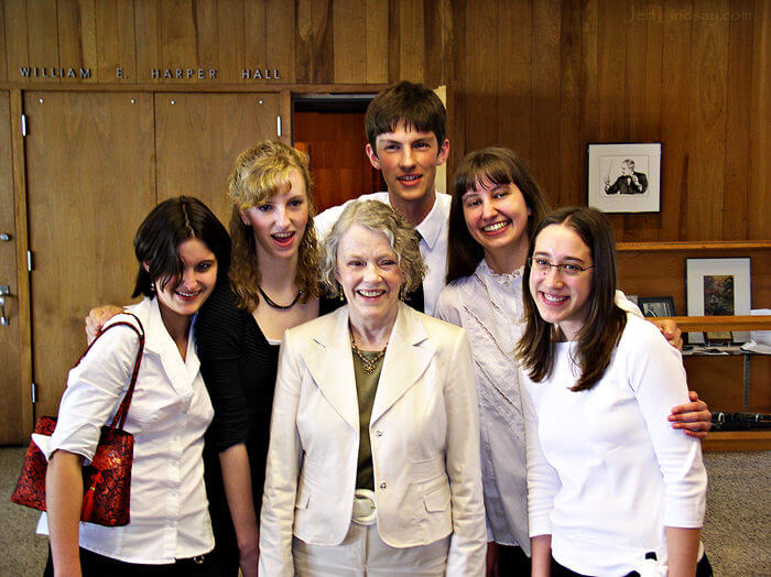 Ben with musical friends after a performance at Harper Hall, Lawrence University, May 13, 2007. 