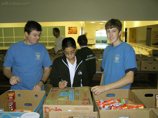 Mark and some friends from our LDS congregation doing a service project at Saint Joseph's Food Pantry in Menasha, Wisconsin, October 20, 2007.