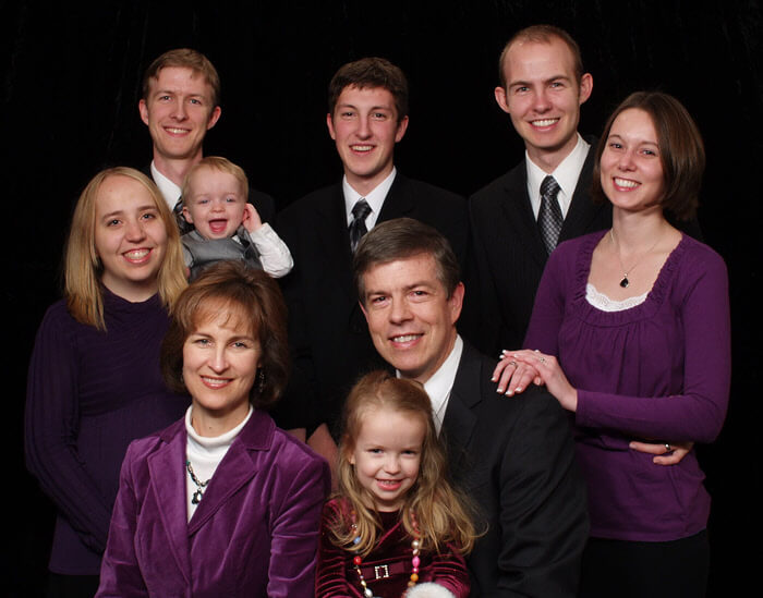 Most of our extended family is here: Daniel and his wife Jenn, Stephen and his wife Meliah and two children, and Mark. Our son Ben is missing because he's in Taiwan completing a two-year LDS mission.