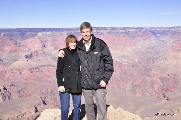 Jeff and Kendra at the South Rim of the Grand Canyon, Arizona, Jan. 2011.