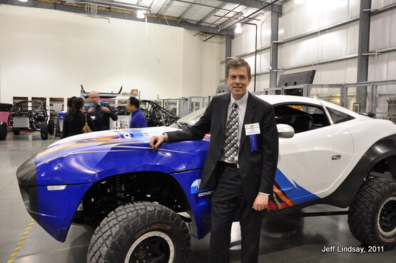 Jeff visits the factory of Local Motors in Chander, Arizona, Jan. 2011.