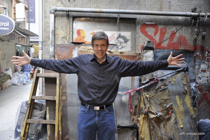 Jeff in an alley in Hong Kong.