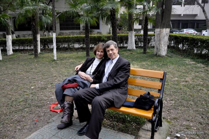 Jeff and Kendra at a little park on Nanjing University campus, March 2012. We love Nanjing!
