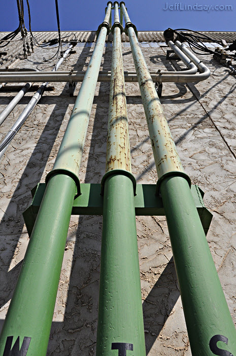 Pipes on the side of a building in Appleton, Wisconsin.