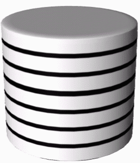 Figure 10. Cylinder formed by stacking disks of flat tissue laminates.