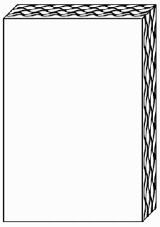 Figure 6. Board comprising multiple layers of 3-D tissue
 laminated together with a smooth facing layer.