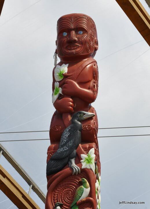 Maori sculpture at Government Gardens in Rotorua, New Zealand.