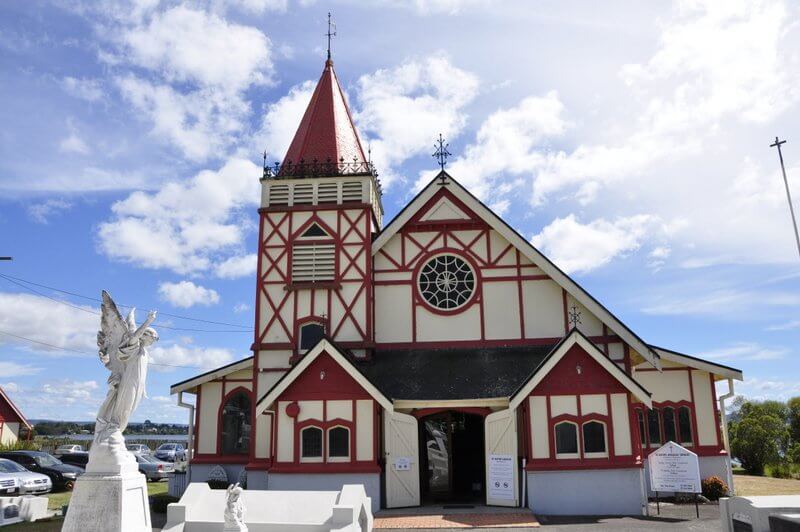 New Zealand: Maori village church, Rotorua