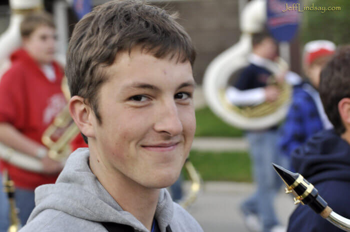 Mark Lindsay marching with the Appleton East High School band during their casual Homecoming Parade, Octonber 2009.