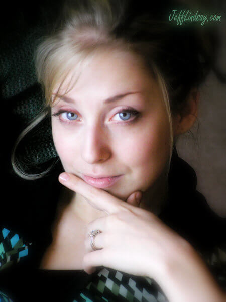 Photo of a friend taken in our home while sitting in a recliner, April 2007.