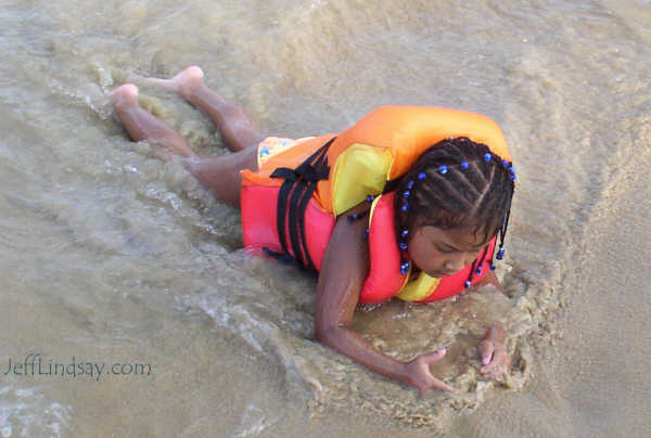 Girl at a beach on the western coast of Mexico near Huatulco, March 2005.