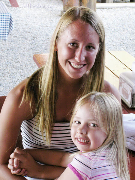 Two of my nieces, photographed just outside the Pickleville Playhouse near Bear Lake in Utah, June 2008.