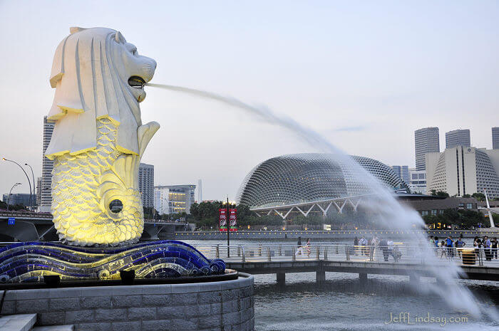 The mythical Merlion, the lion of the ocean, the symbol or mascot of Singapore.