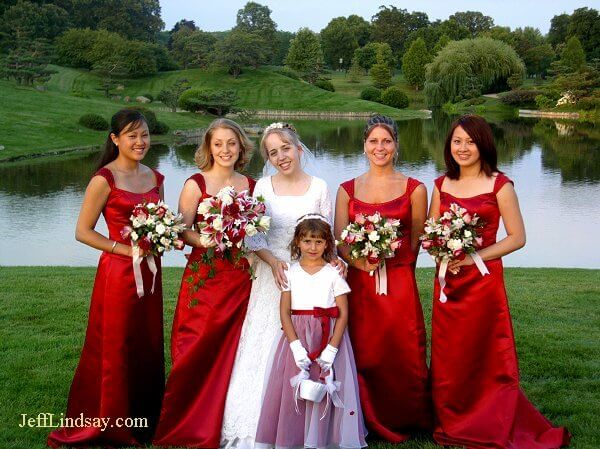 Bridesmaids and bride.