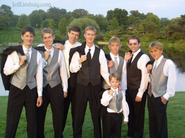 Stephen and the groom's men at the Chicago Botanic Gardens.