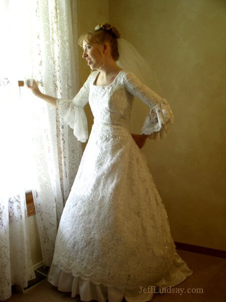 Meliah in her wedding dress a couple days before the wedding.