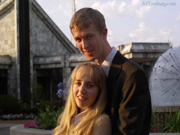 Stephen and Meliah at the Chicago Temple of the Church of Jesus Christ of Latter-day Saints (Glenview, Illinois).