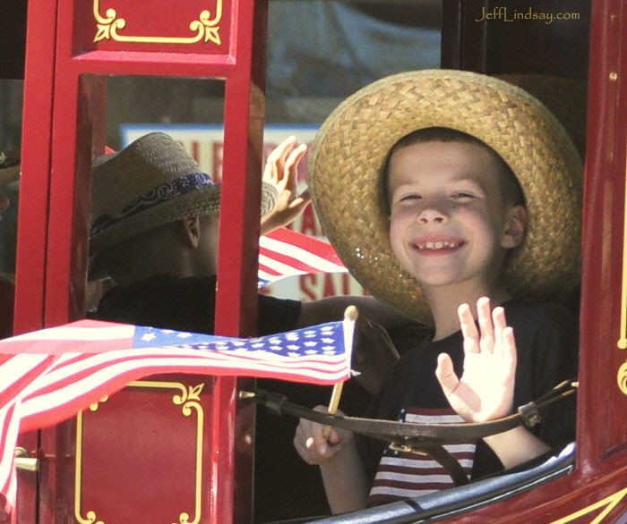 Boy riding in a Wells-Fargo Coach. Appleton, Wisconsin, June 13, 2009.