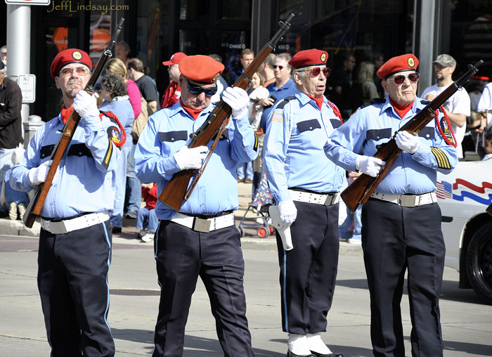 The Honor Guard beginning the parade with a rifle salute.